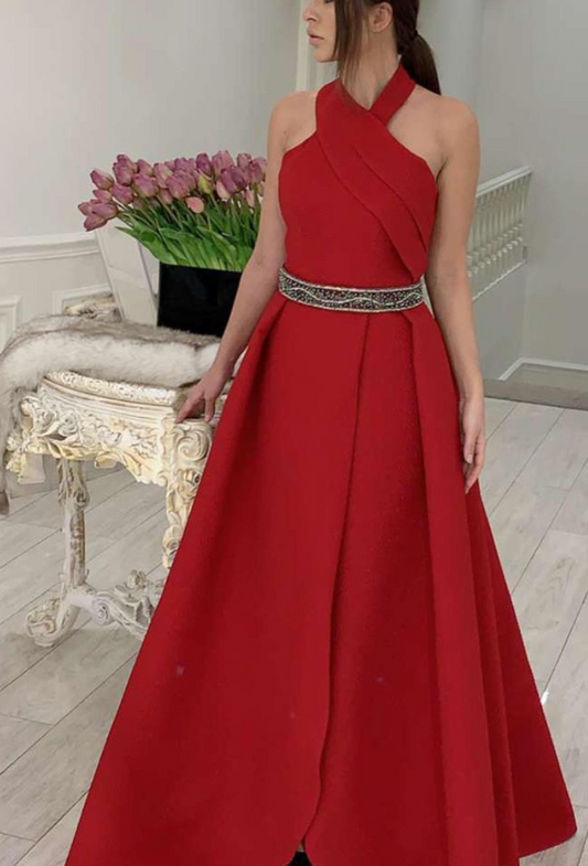 فستان انيق جدا مع حزام سوارفسكي حجر اصلي